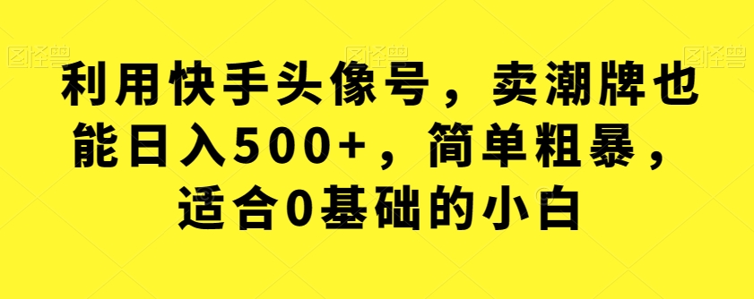 【副业项目7527期】利用快手头像号，卖潮牌也能日入500+，简单粗暴，适合0基础的小白【揭秘】-云起副业网