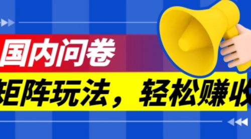 【副业项目7605期】保姆级教程，国内问卷矩阵玩法，轻松赚收益-云起副业网