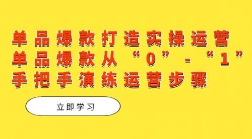 【副业项目7711期】单品爆款打造实操运营，单品爆款从“0”-“1”手把手演练运营步骤-云起副业网