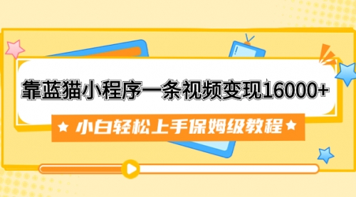 【副业项目7909期】靠蓝猫小程序一条视频变现16000+小白轻松上手保姆级教程（附166G资料素材）-云起副业网