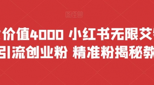 【副业项目7956期】价值4000 小红书无限艾特暴力引流创业粉 精准粉揭秘教程-云起副业网