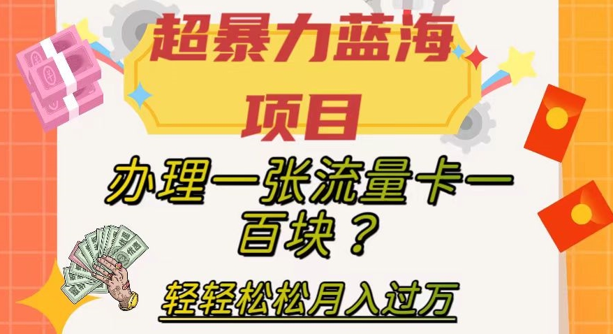 【副业项目8024期】超暴力蓝海项目，办理一张流量卡一百块？轻轻松松月入过万，保姆级教程【揭秘】-云起副业网