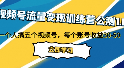 【副业项目8026期】视频号流量变现训练营公测1.0:一个人搞五个视频号,每个账号收益30-50-云起副业网
