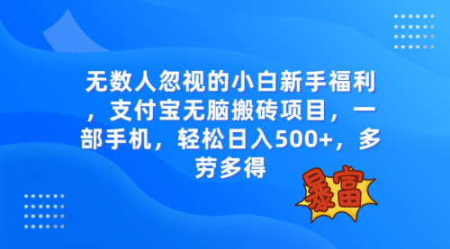 【副业项目8111期】无数人忽视的项目，支付宝无脑搬砖项目，一部手机即可操作，轻松日入500+-云起副业网