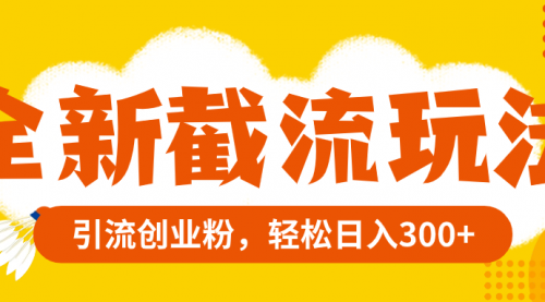 【副业项目8262期】全新截流玩法，精准引流创业粉，轻松日入300+-云起副业网