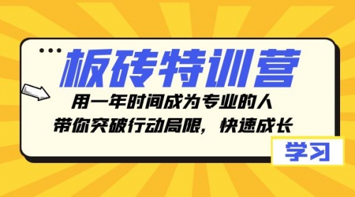 【副业项目8289期】板砖特训营，用一年时间成为专业的人，带你突破行动局限，快速成长-云起副业网