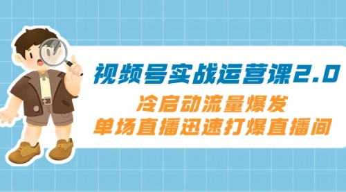 【副业项目8293期】视频号实战运营课2.0，冷启动流量爆发，单场直播迅速打爆直播间-云起副业网