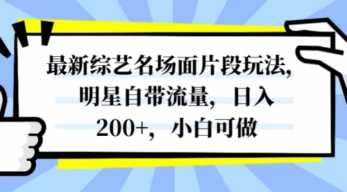 【副业项目8334期】最新综艺名场面片段玩法，明星自带流量，日入200+，小白可做-云起副业网