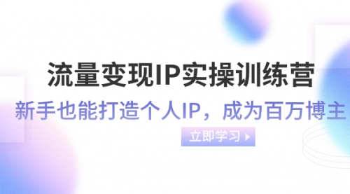 【副业项目8349期】流量变现-IP实操训练营：新手也能打造个人IP，成为百万博主-云起副业网
