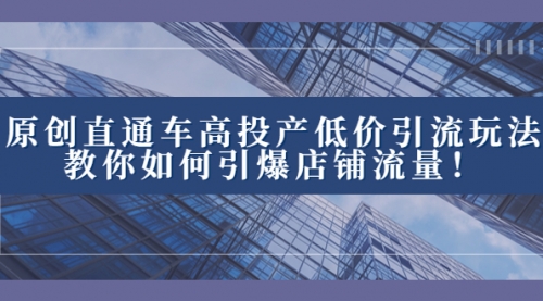 【副业项目8402期】2023直通车高投产低价引流玩法,教你如何引爆店铺流量!-云起副业网