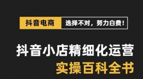 【副业项目8545期】抖音小店 精细化运营-百科全书，保姆级运营实战讲解-云起副业网