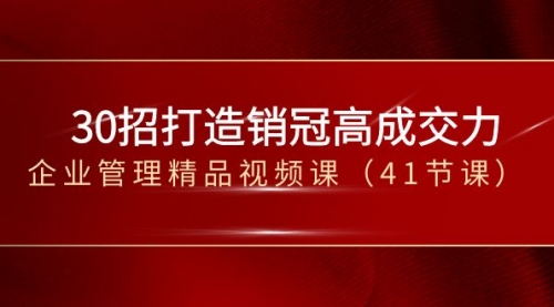 【副业项目8634期】30招-打造销冠高成交力-企业管理精品视频课-云起副业网