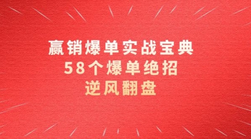 【副业项目8646期】赢销爆单实操宝典，58个爆单绝招，逆风翻盘（63节课）-云起副业网