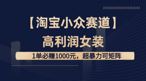 【副业8721期】【淘宝小众赛道】高利润女装：1单必赚1000元-云起副业网