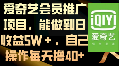 【副业8764期】爱奇艺会员推广项目，能做到日收益5W＋-云起副业网
