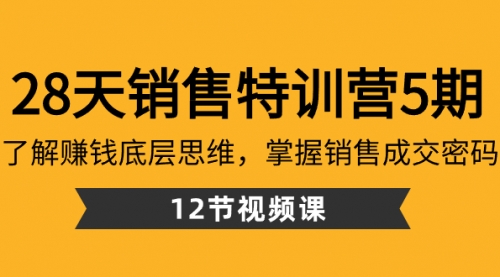 【副业8768期】28天·销售特训营5期：了解赚钱底层思维，掌握销售成交密码（12节课）-云起副业网