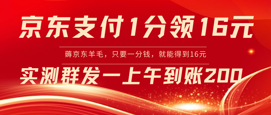 【副业8772期】京东活动:支付1分得16元实操到账200-云起副业网