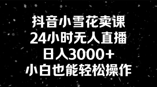 【副业8778期】抖音小雪花卖课，24小时无人直播，日入3000+，小白也能轻松操作-云起副业网