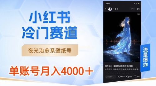 【副业8816期】小红书冷门赛道，夜光治愈系壁纸号，单号月入4000＋-云起副业网