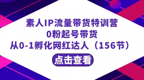【副业8847期】繁星·计划素人IP流量带货特训营:0粉起号带货 从0-1孵化网红达人(156节)-云起副业网