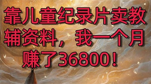 【副业8869期】靠儿童纪录片卖教辅资料，一个月赚了36800！暴力变现2.0版本，喂饭级教学-云起副业网