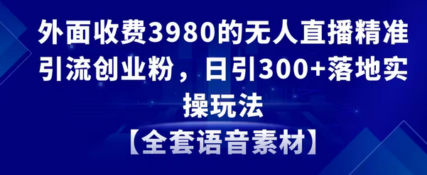 【副业8884期】无人直播精准引流创业粉，日引300+落地实操玩法【全套语音素材】-云起副业网