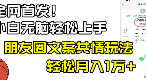 【副业8908期】小白轻松无脑上手，朋友圈共情文案玩法，月入1W+-云起副业网