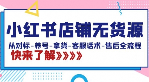 【副业8940期】小红书店铺无货源：从对标-养号-拿货-客服话术-售后全流程（20节课）-云起副业网