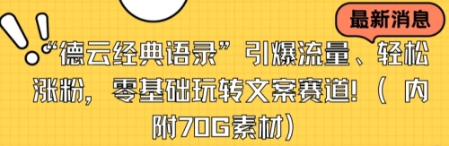 【副业8957期】“德云经典语录”引爆流量、轻松涨粉，零基础玩转文案赛道（内附70G素材）-云起副业网