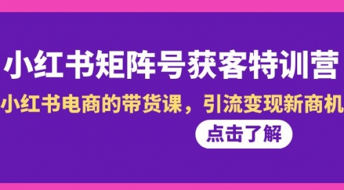 【副业8962期】小红书-矩阵号获客特训营-第10期,小红书电商的带货课,引流变现新商机-云起副业网