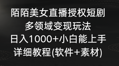【副业8963期】陌陌美女直播授权短剧，多领域变现玩法，日入1000+-云起副业网