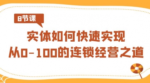 【副业8986期】实体·如何快速实现从0-100的连锁经营之道（8节视频课）-云起副业网