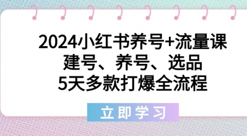 【副业8999期】2024小红书养号+流量课：建号、养号、选品，5天多款打爆全流程-云起副业网
