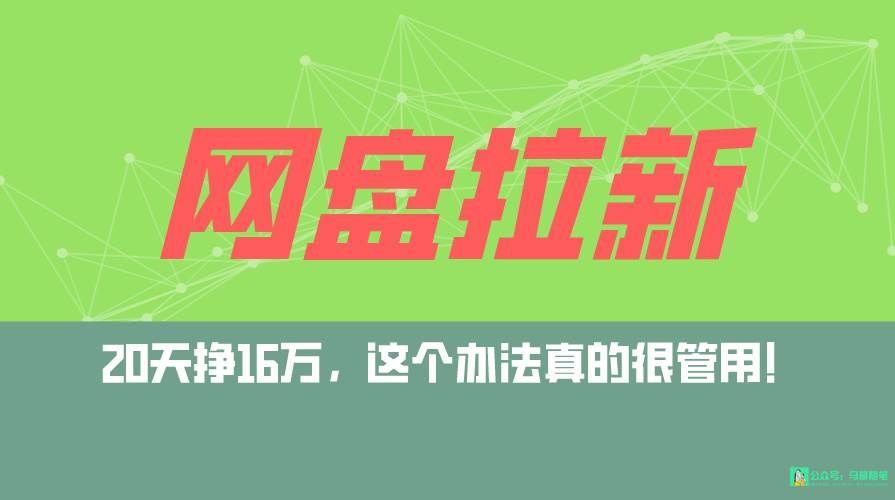 网盘拉新+私域全自动玩法，0粉起号，小白可做，当天见收益，已测单日破5000-云起副业网