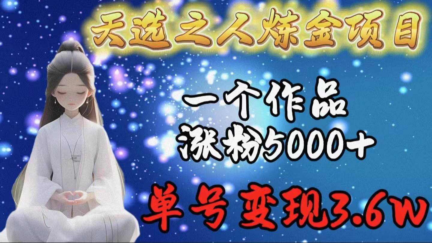 天选之人炼金项目，一个作品涨粉5000+，单号变现3.6w-云起副业网