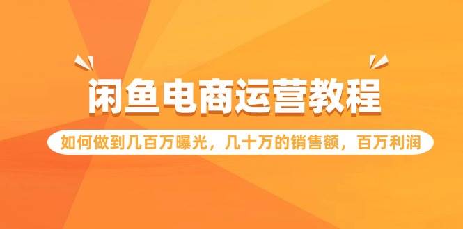 闲鱼电商运营教程：如何做到几百万曝光，几十万的销售额，百万利润-云起副业网