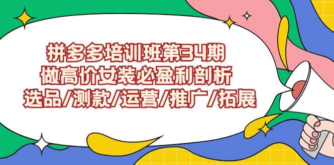 拼多多培训班第34期：做高价女装必盈利剖析  选品/测款/运营/推广/拓展-云起副业网