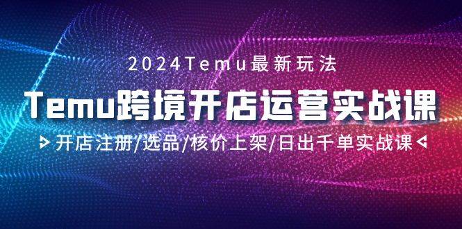 2024Temu跨境开店运营实战课，开店注册/选品/核价上架/日出千单实战课-云起副业网