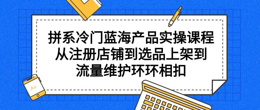 拼系冷门蓝海产品实操课程，从注册店铺到选品上架到流量维护环环相扣-云起副业网