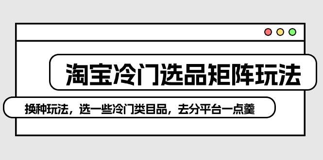 淘宝冷门选品矩阵玩法：换种玩法，选一些冷门类目品，去分平台一点羹-云起副业网