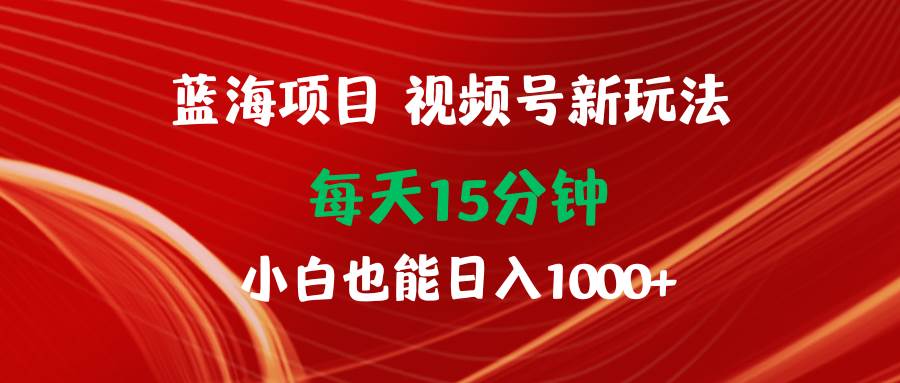 蓝海项目视频号新玩法 每天15分钟 小白也能日入1000+-云起副业网