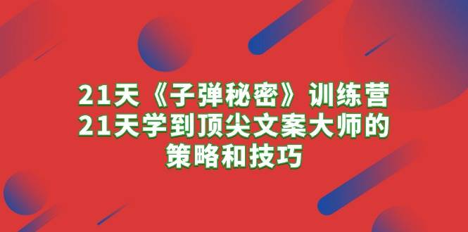 21天《子弹秘密》训练营，21天学到顶尖文案大师的策略和技巧-云起副业网