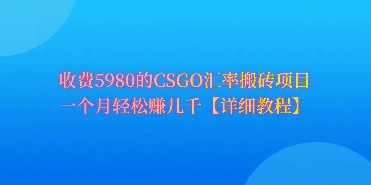 CSGO装备搬砖，月综合收益率高达60%，你也可以！-云起副业网