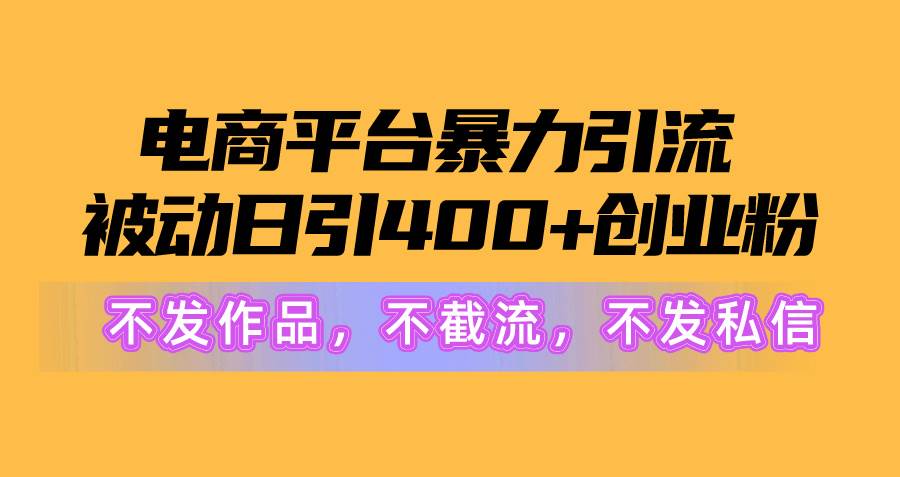 电商平台暴力引流,被动日引400+创业粉不发作品，不截流，不发私信-云起副业网
