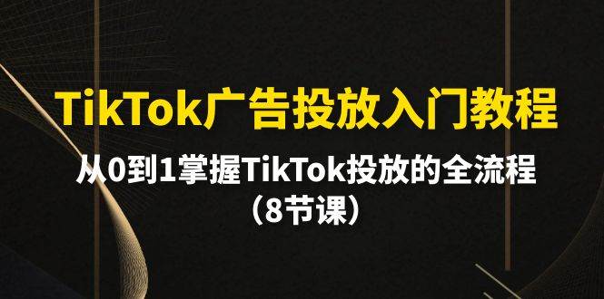 TikTok广告投放入门教程，从0到1掌握TikTok投放的全流程（8节课）-云起副业网