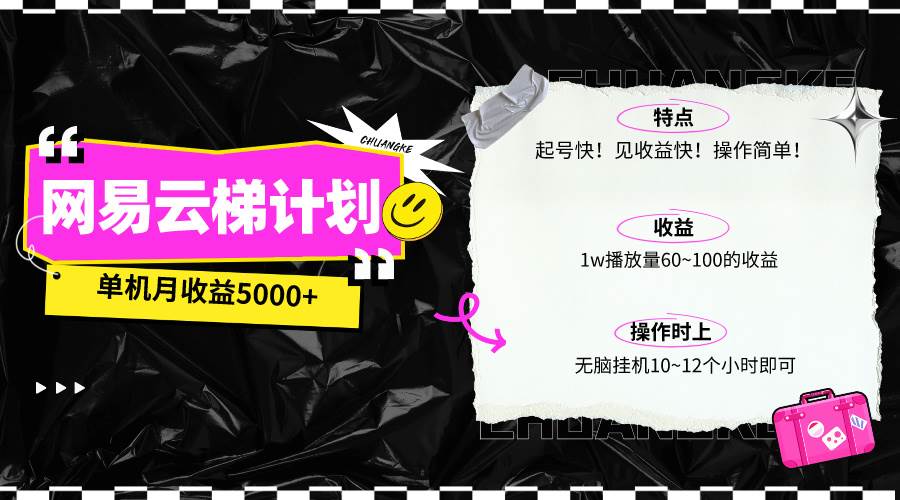 最新网易云梯计划网页版，单机月收益5000+！可放大操作-云起副业网