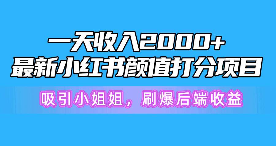 一天收入2000+，最新小红书颜值打分项目，吸引小姐姐，刷爆后端收益-云起副业网