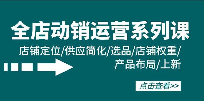 全店·动销运营系列课：店铺定位/供应简化/选品/店铺权重/产品布局/上新-云起副业网