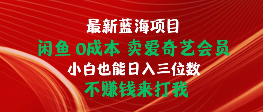 最新蓝海项目 闲鱼0成本 卖爱奇艺会员 小白也能入三位数 不赚钱来打我-云起副业网