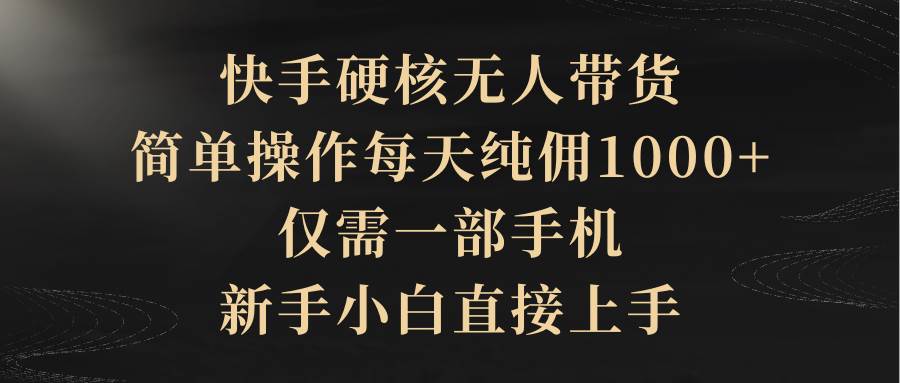快手硬核无人带货，简单操作每天纯佣1000+,仅需一部手机，新手小白直接上手-云起副业网